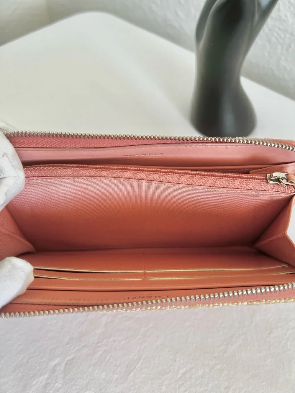 Chanel Lurex Canvas Pink Deauville Zip Around Wallet